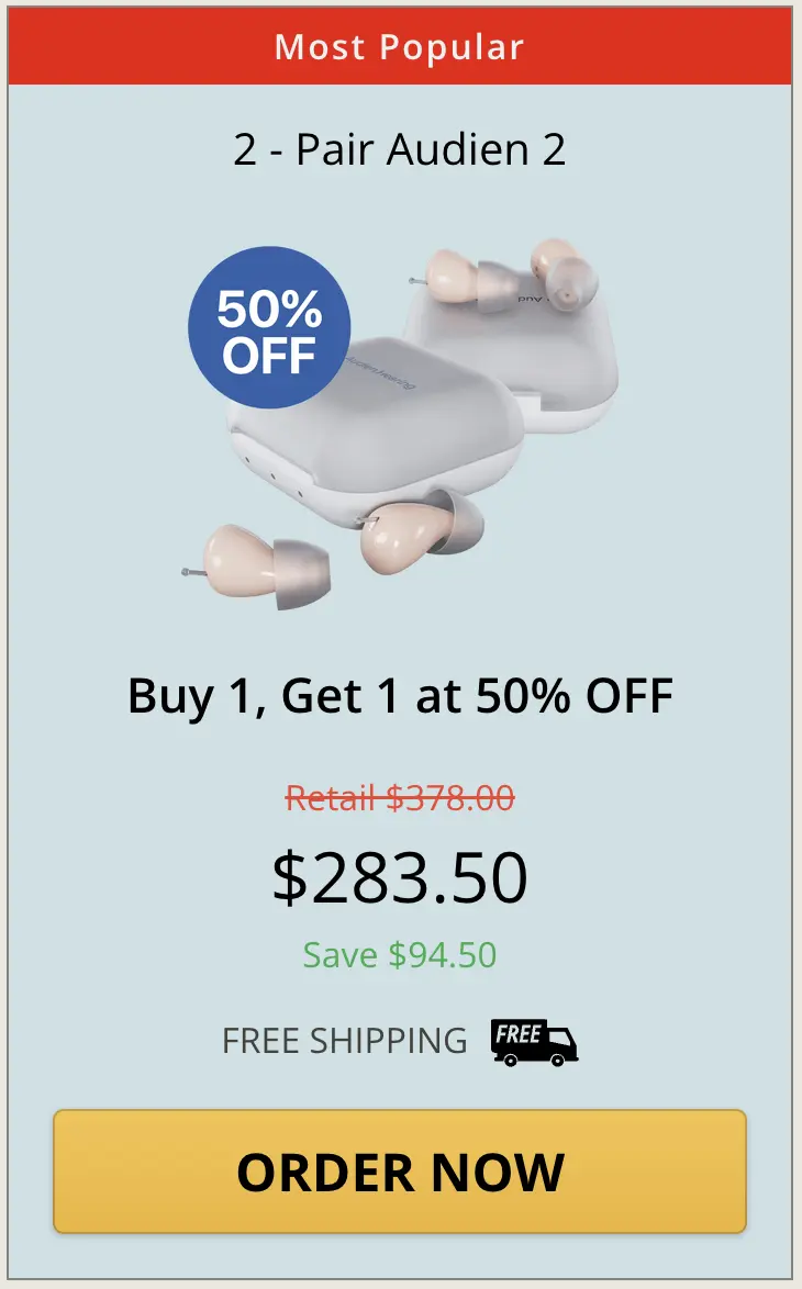 audien atom hearing aids package 2